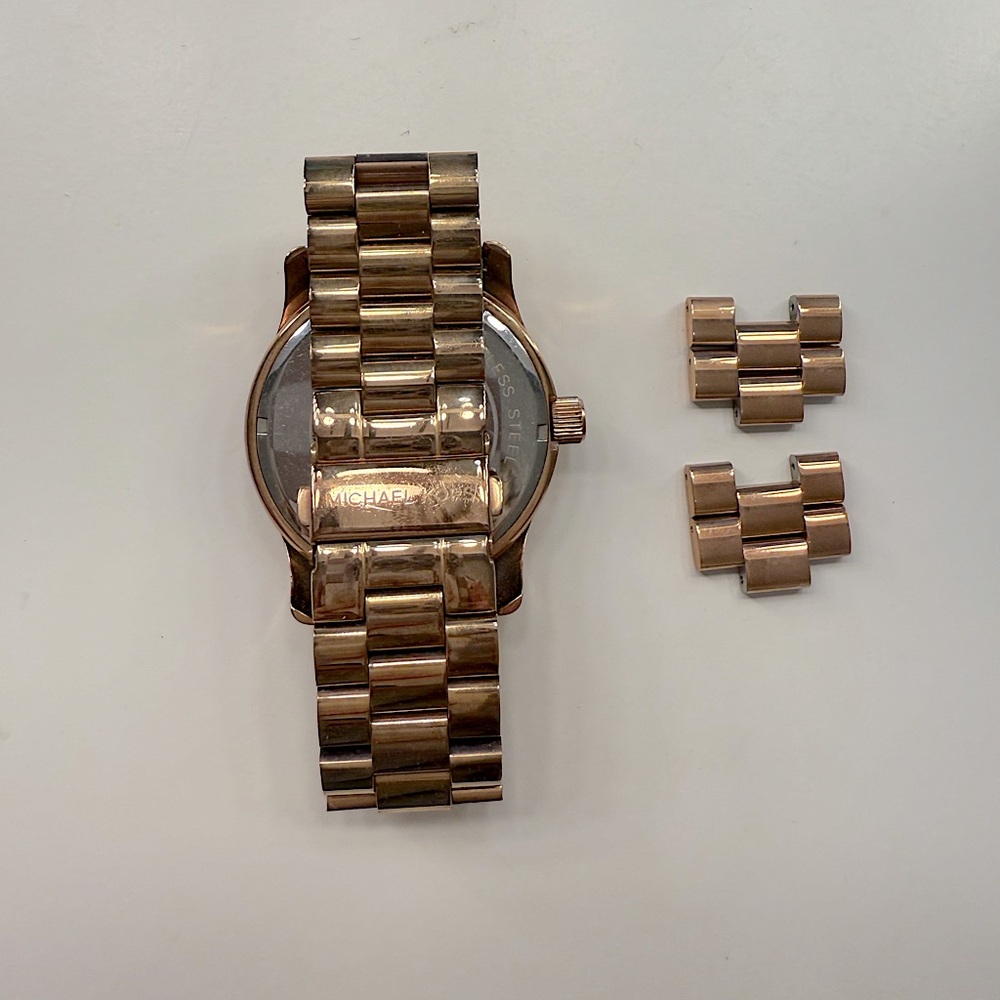 Michael Kors Runway Rose Dial Rose Gold Plated Ladies Watch w/ Links - Picture 5 of 5